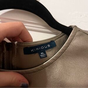 KIRIOUS faux leather/ suede metallic top NWT